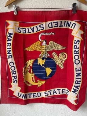 US Marine Corps Emblem Bandana Scarf - Red, Gold, Navy